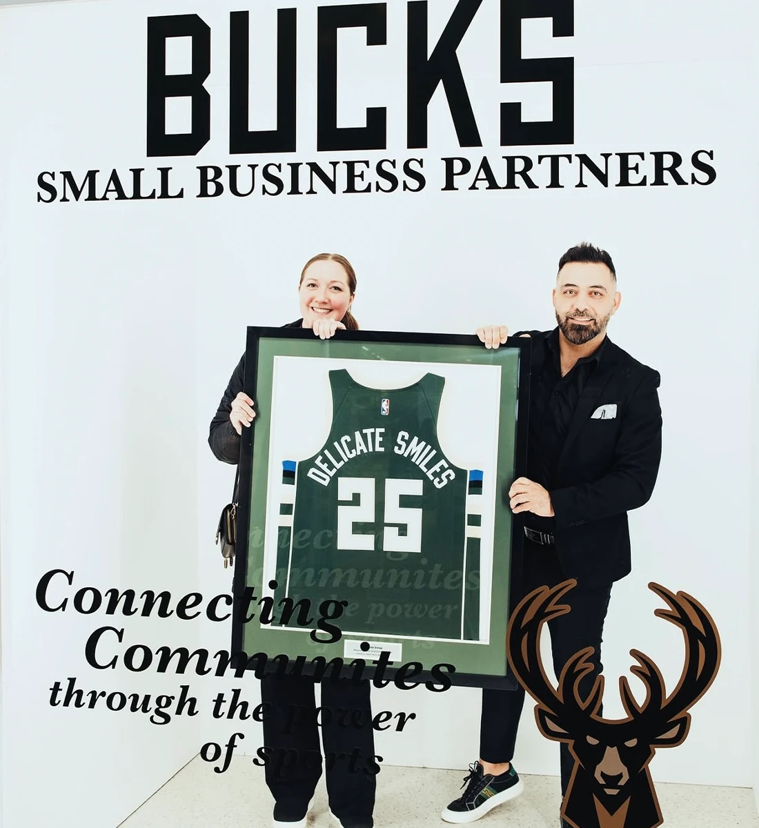 Delicate smiles milwaukee bucks partner framed jersey