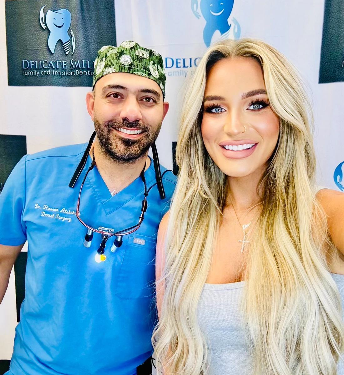 Delicate smiles milwaukee cosmetic dentist bucks cap patient selfie