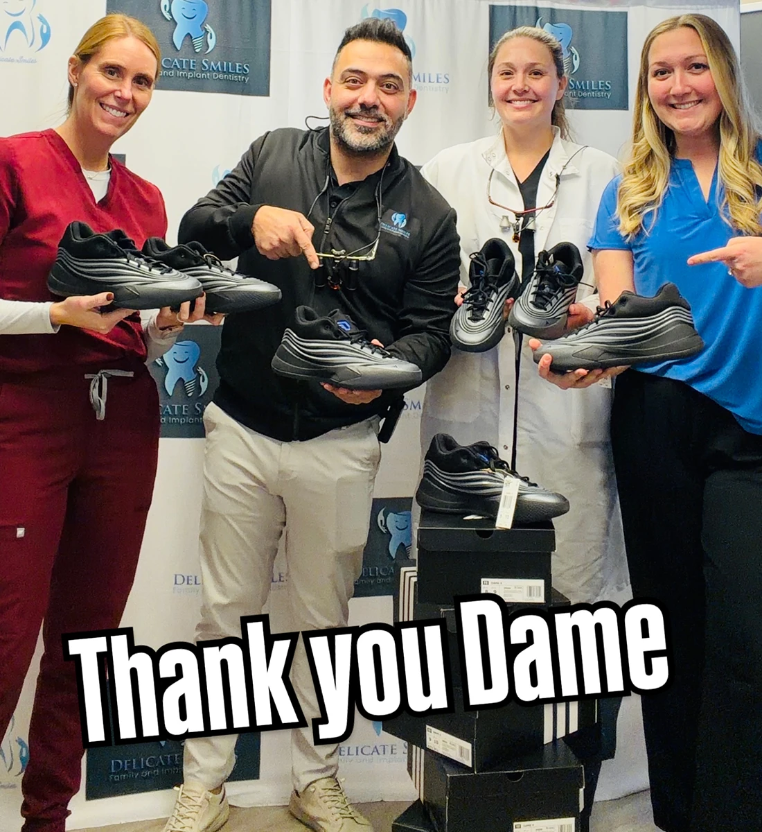 Delicate smiles milwaukee team thank you dame adidas sneakers